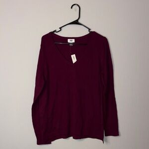 NEW Old Navy Women's Deep Purple V-Neck Long Sleeve Top XL